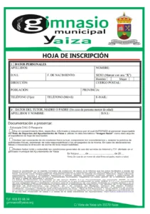Inscripción en el Gimnasio y cuestionario